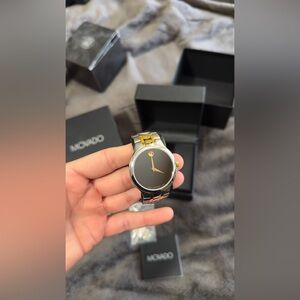 Movado Black and Gold Watch